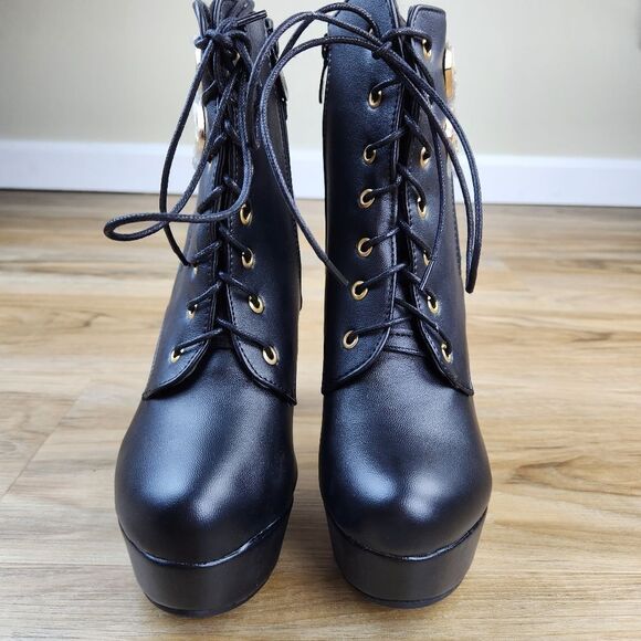 🩵NWOT Black Platform Ankle Boots Size 8 - Picture 9 of 14